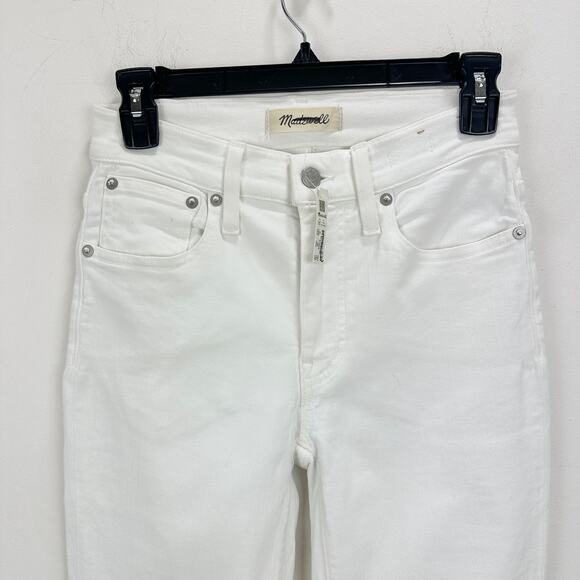Madewell Kick Out Crop Jeans Pure White Stretch Mid Rise Flare Denim US 24 NWT - Picture 12 of 13